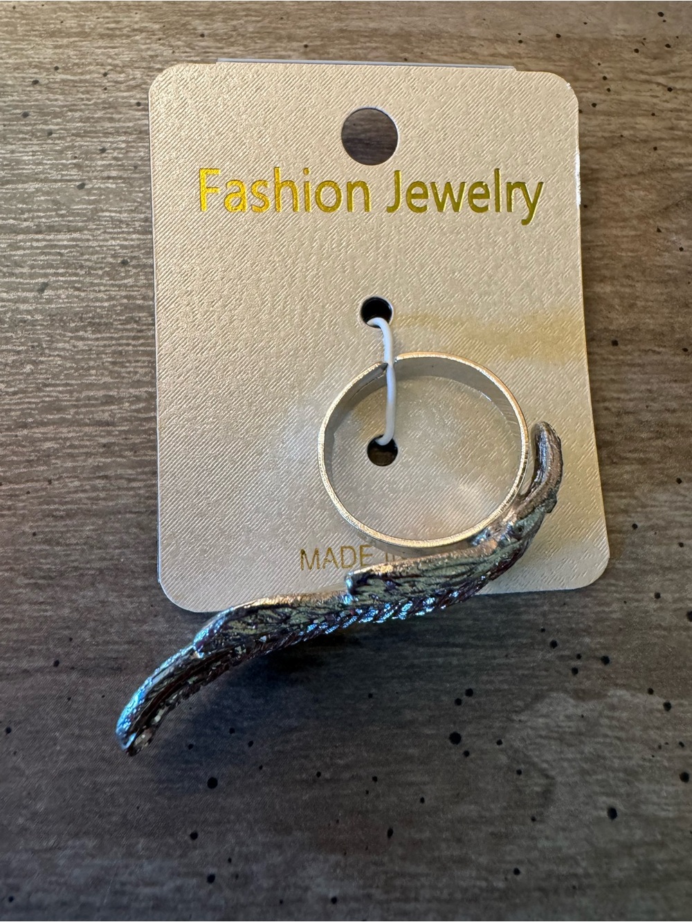 Silver Rhinestone Feather Adjustable Ring - Picture 3 of 5
